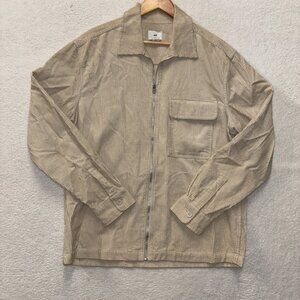 H&M Jacket Mens M Tan Biege Corduroy Full Zip Preppy Casual Professional Clean